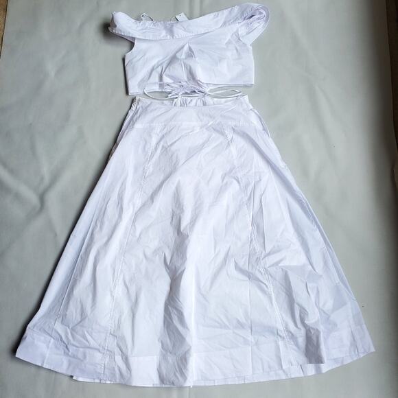 NWT$500 Jonathan Simkhai White Ansley Off-The-Shoulder Shirt Midi Dress Sz Large - Picture 14 of 16